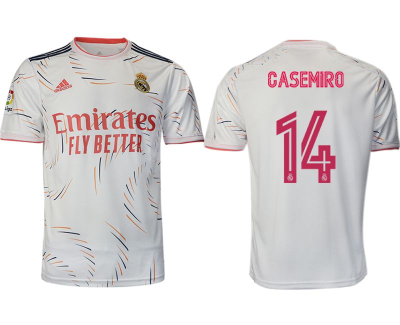 Men 2021-2022 Club Real Madrid home aaa version white #14 Adidas Soccer Jersey->real madrid jersey->Soccer Club Jersey